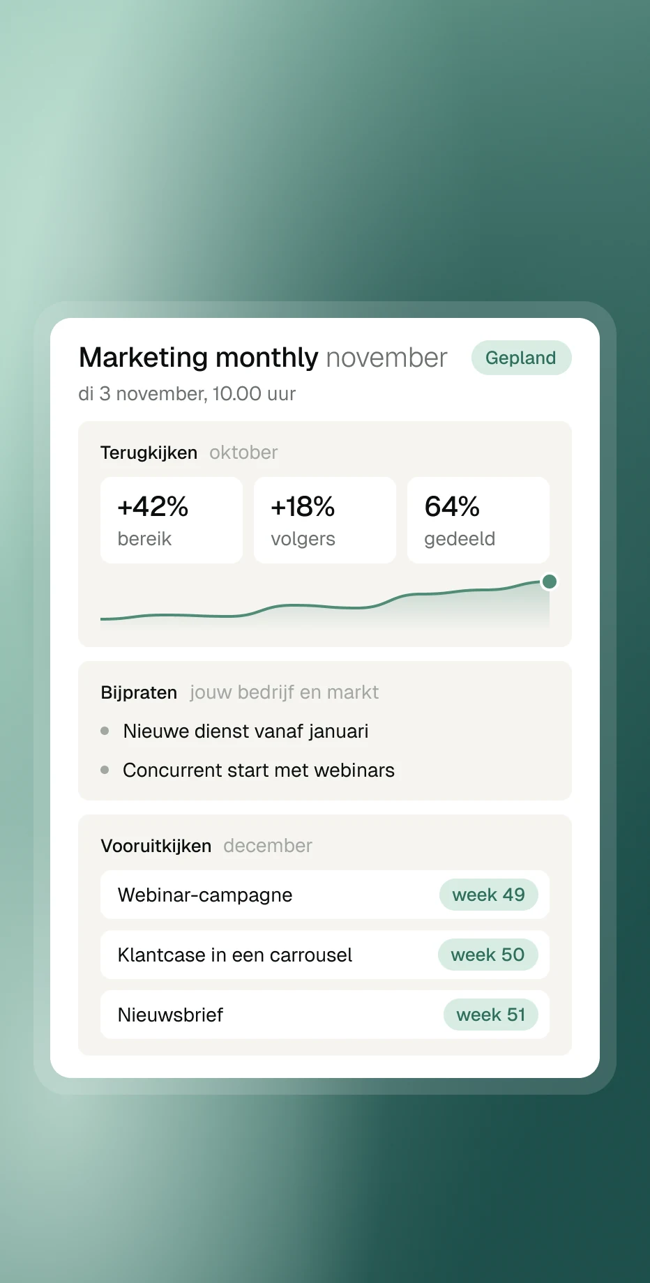 De Marketing monthly in de portal: terugkijken, bijpraten en vooruitkijken
